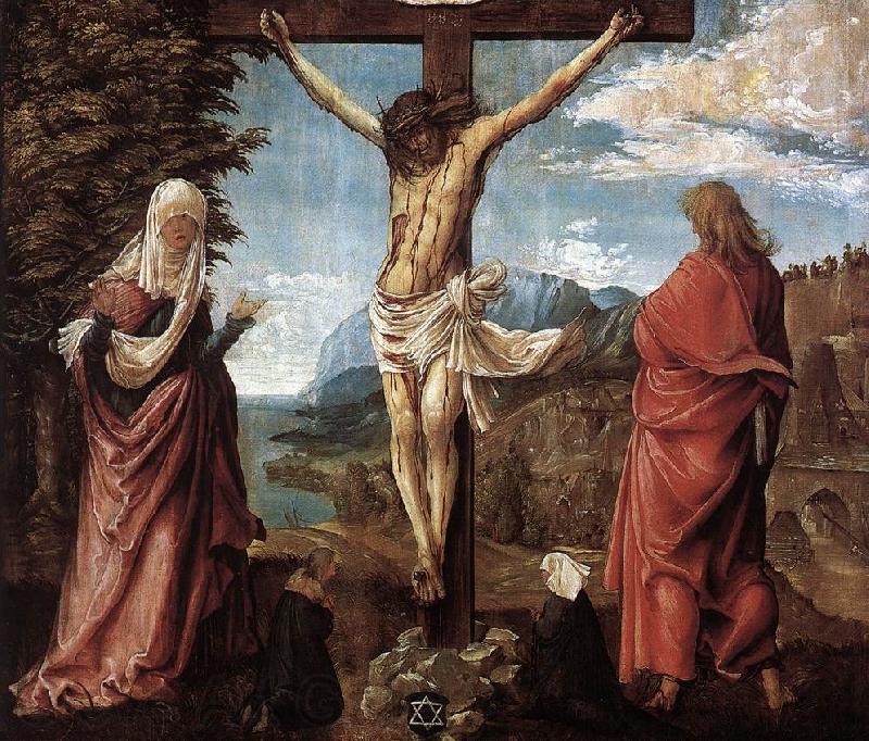 ALTDORFER, Albrecht Christ on the Cross between Mary and St John Norge oil painting art